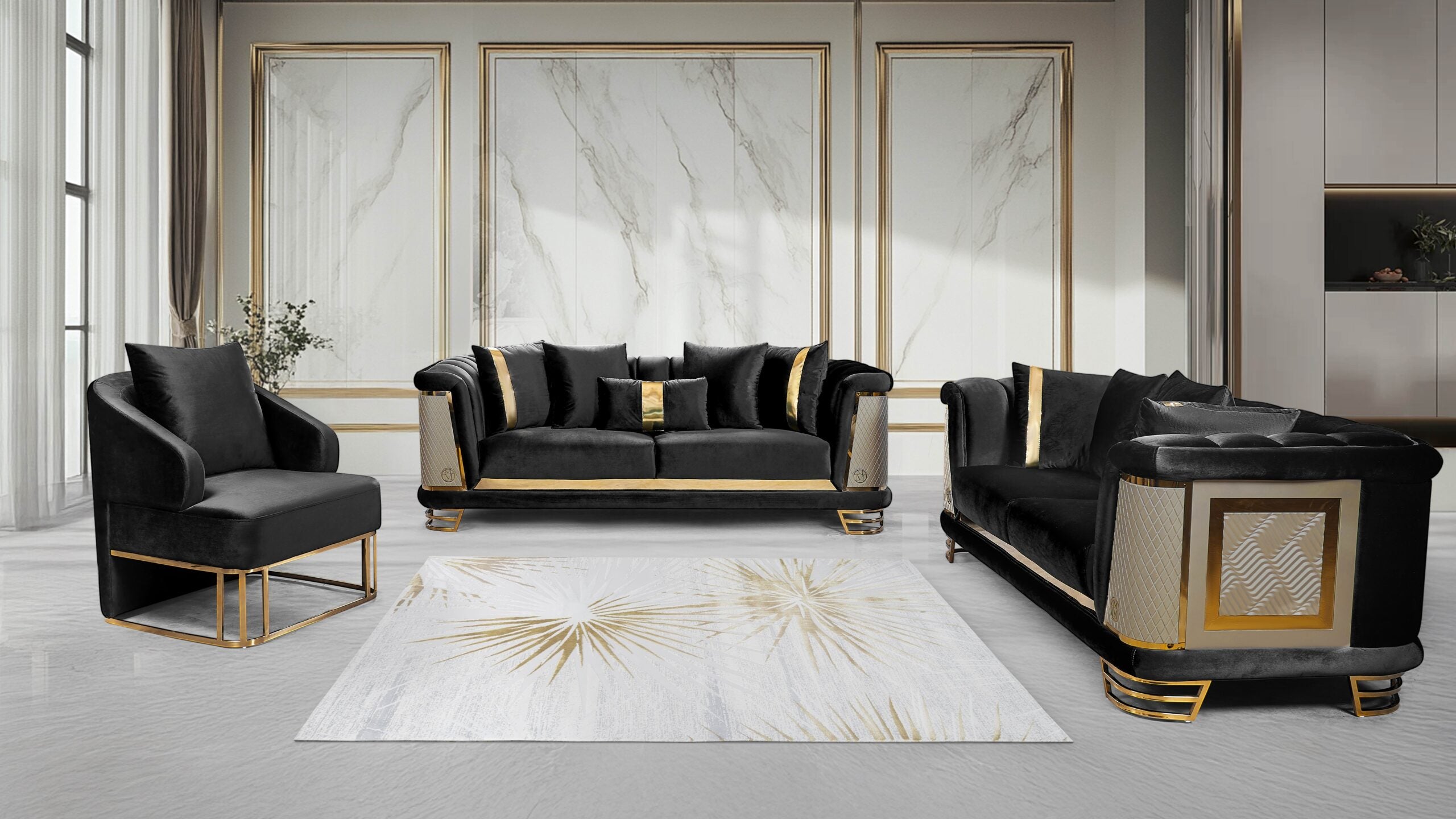 Luxe Velvet Sofa Set - 6072