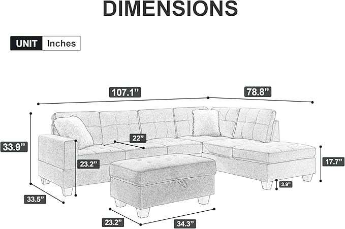 Grey Sectional Sofa - 87716