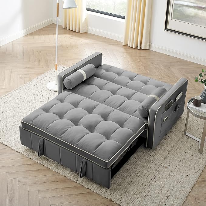 LE2310 Modern Velvet Loveseat Sofa Bed