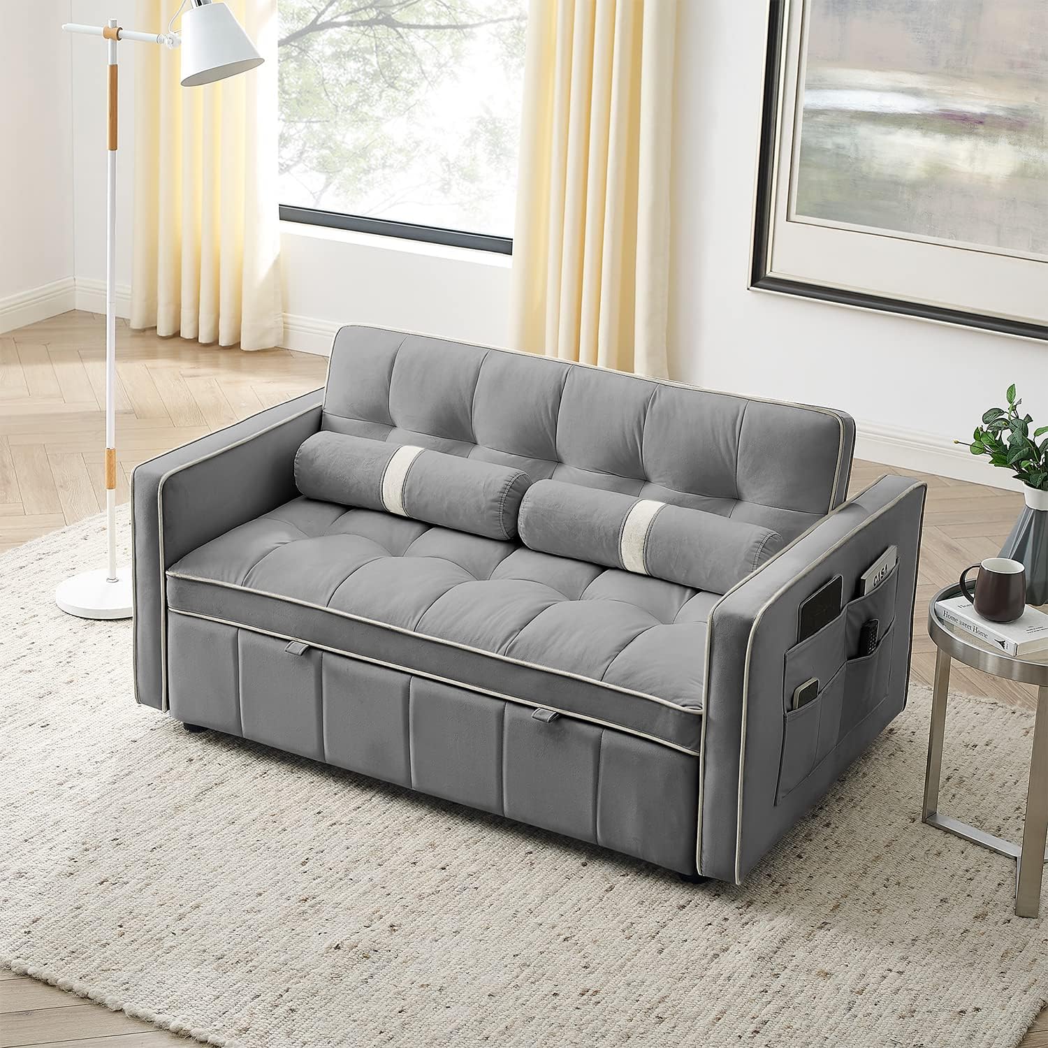 LE2310 Modern Velvet Loveseat Sofa Bed