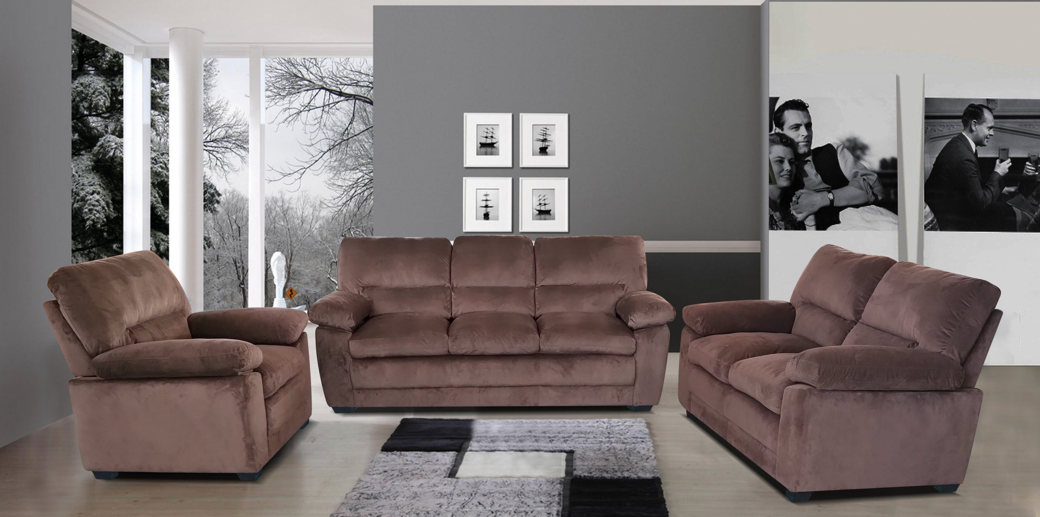 3pc Velvet Sofa Set - 8622