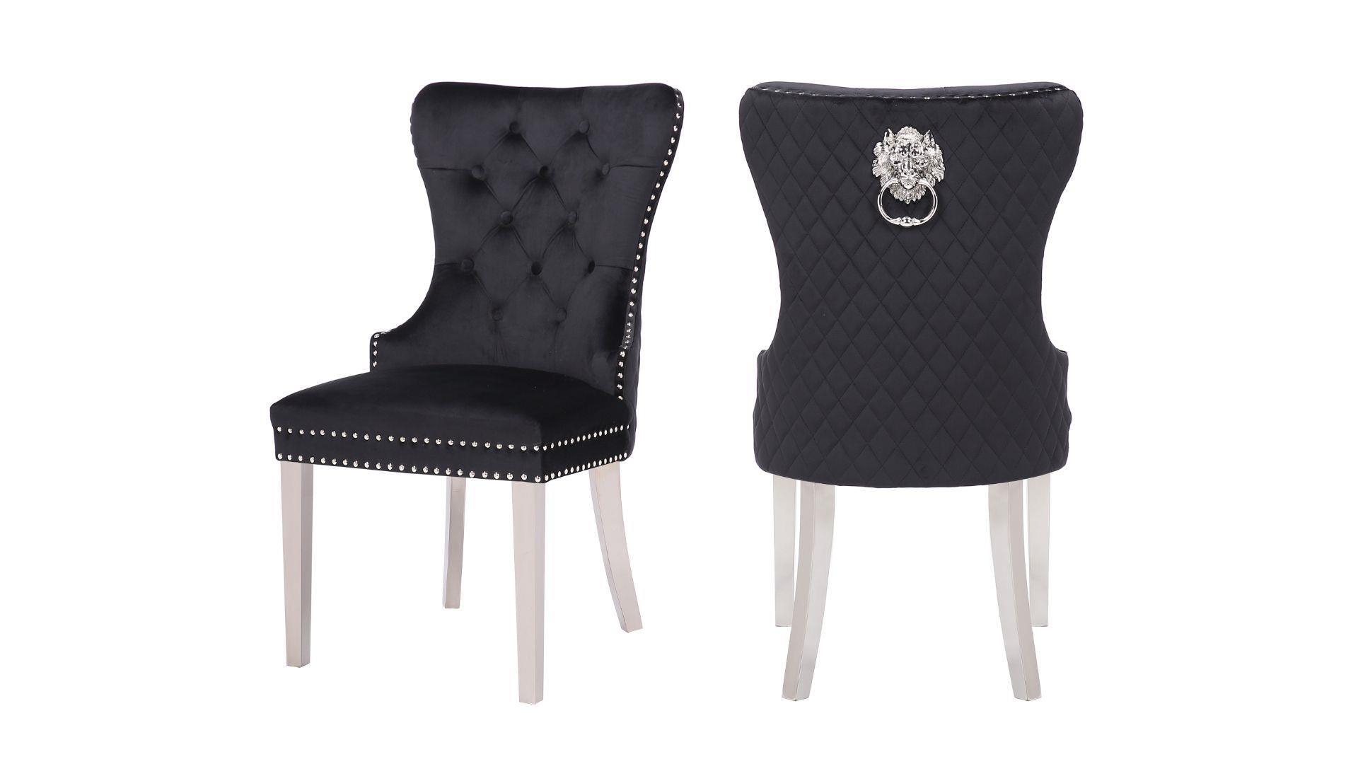 Black Simba Silver Dining Chairs Set of 2