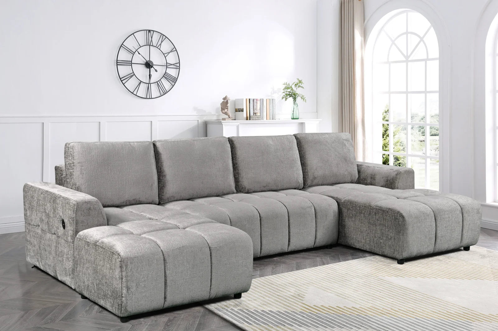 7886- U-Shape Sofa Bed With Storage