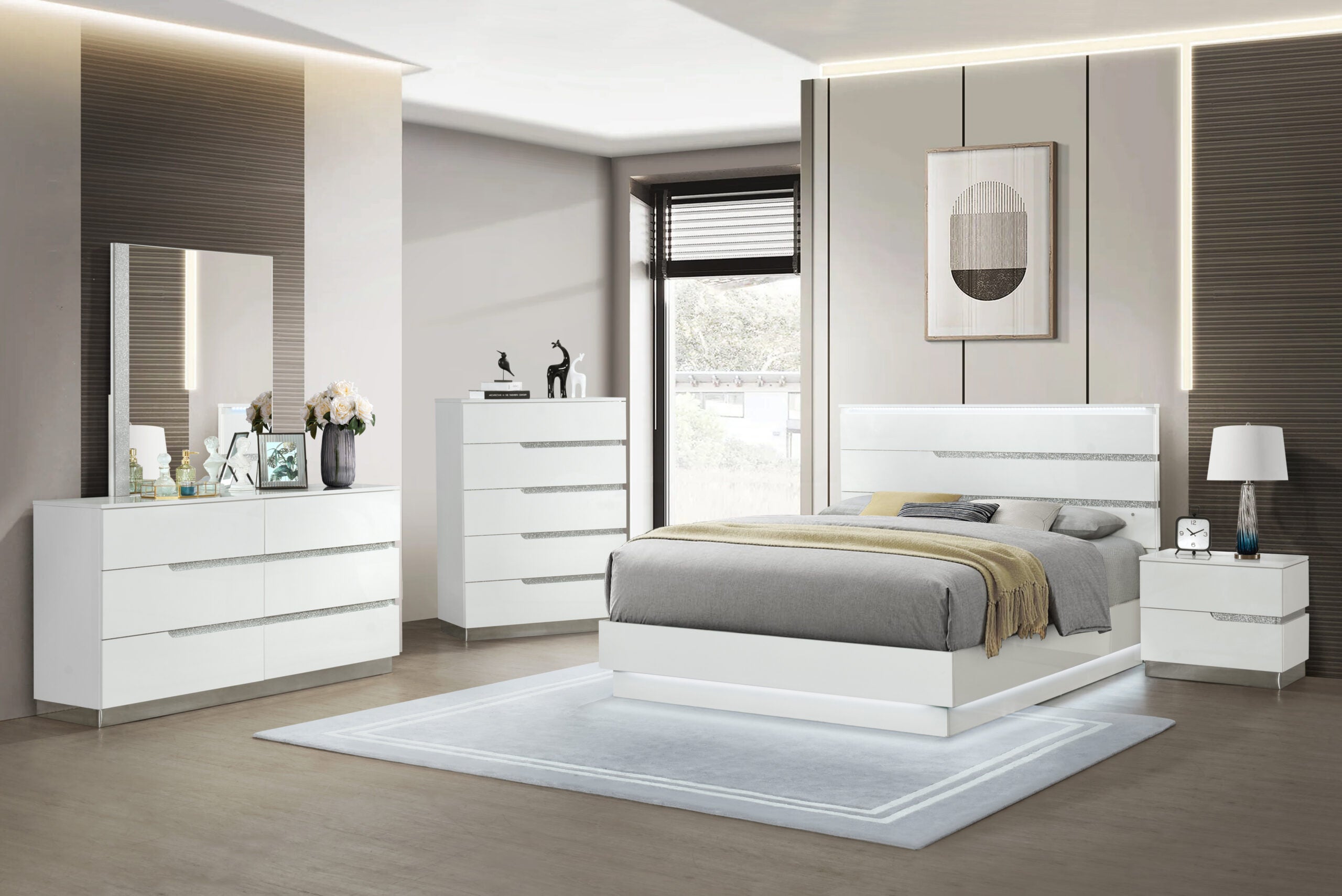 Modern Lacquer Bedroom Set - Eddy