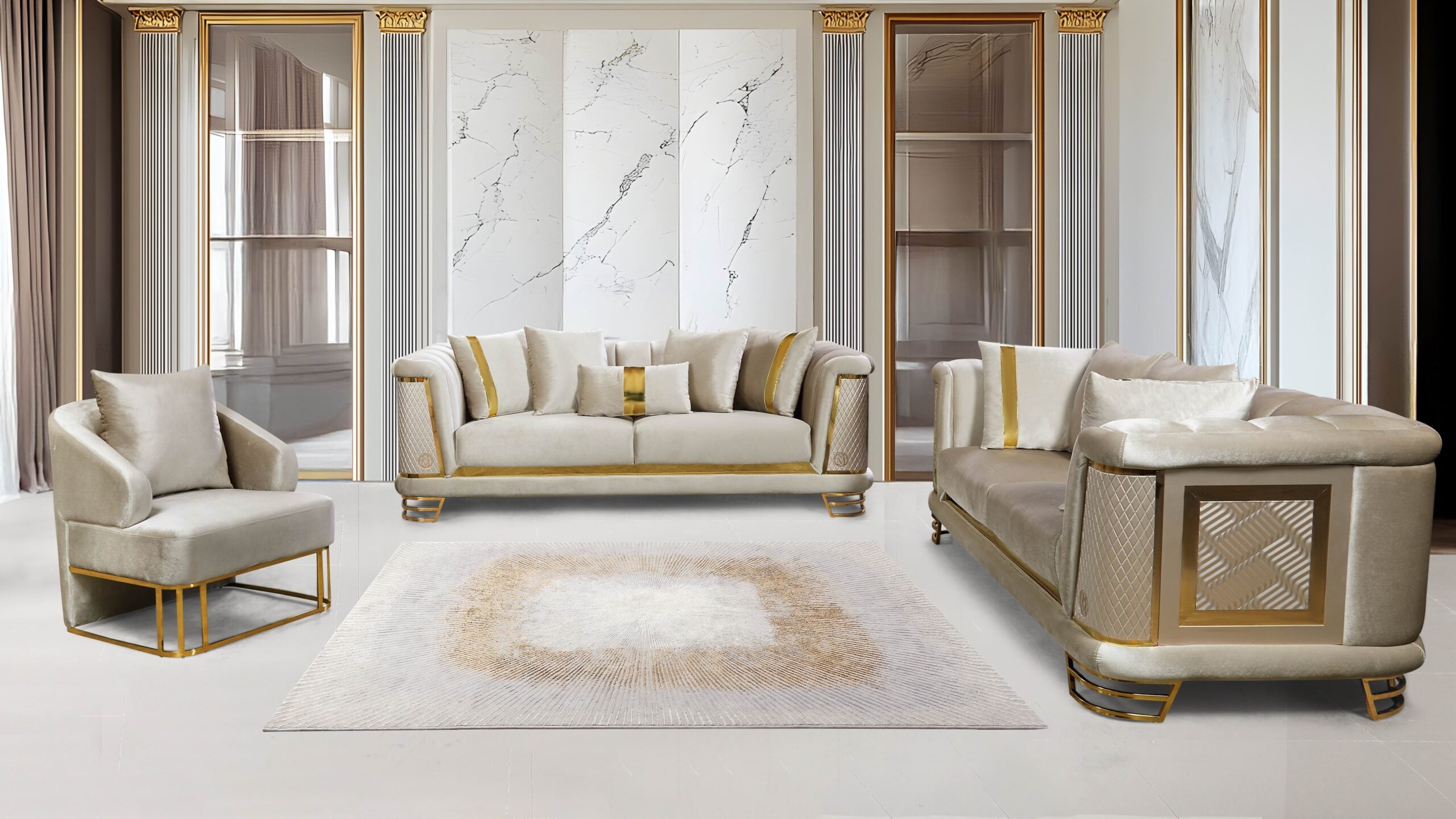 Luxe Velvet Sofa Set - 6072