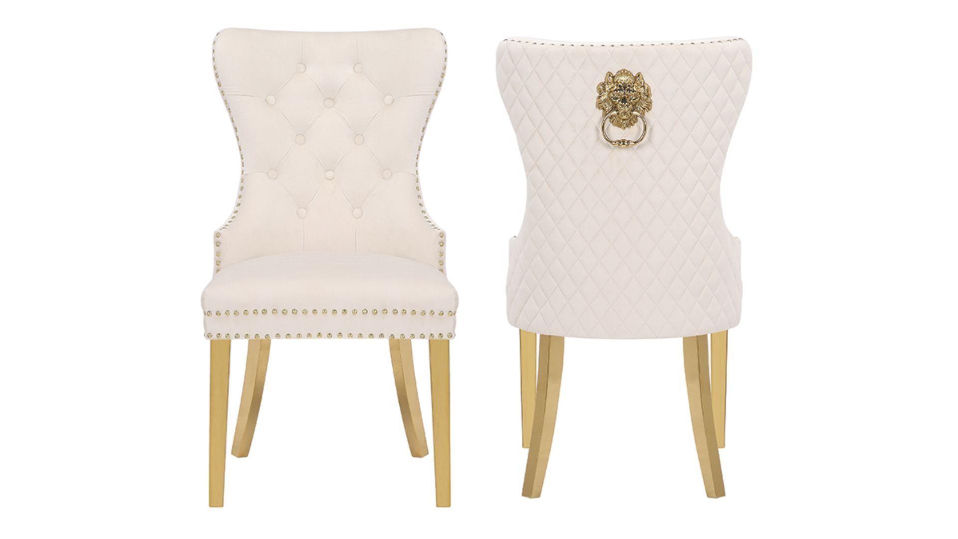 Simba Fabric Dining Chairs - Set of 2 (Gold) - Furniture Empire