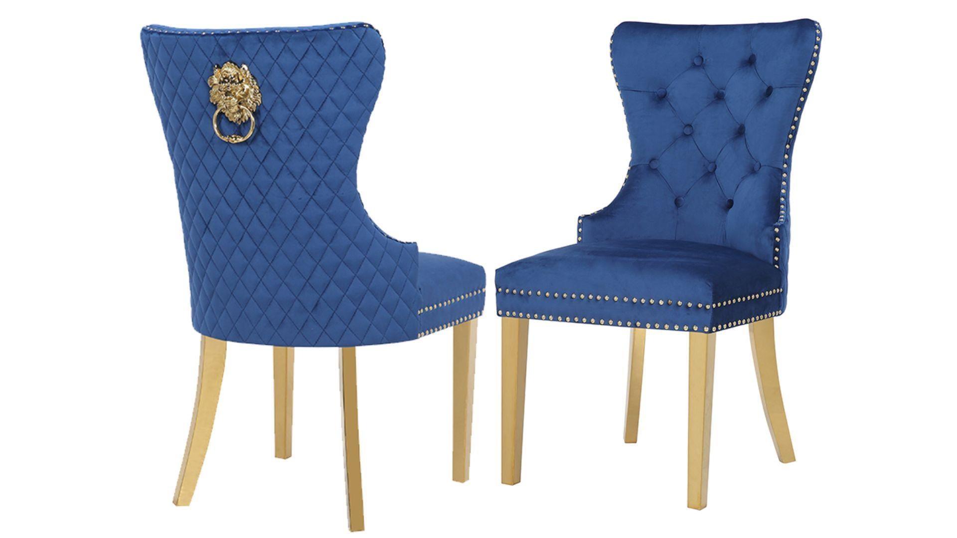 Simba Fabric Dining Chairs - Set of 2 (Gold) - Furniture Empire