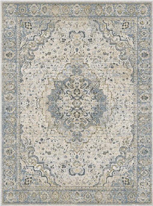 Blue and White Persian-Inspired Rug - Furniture Empire