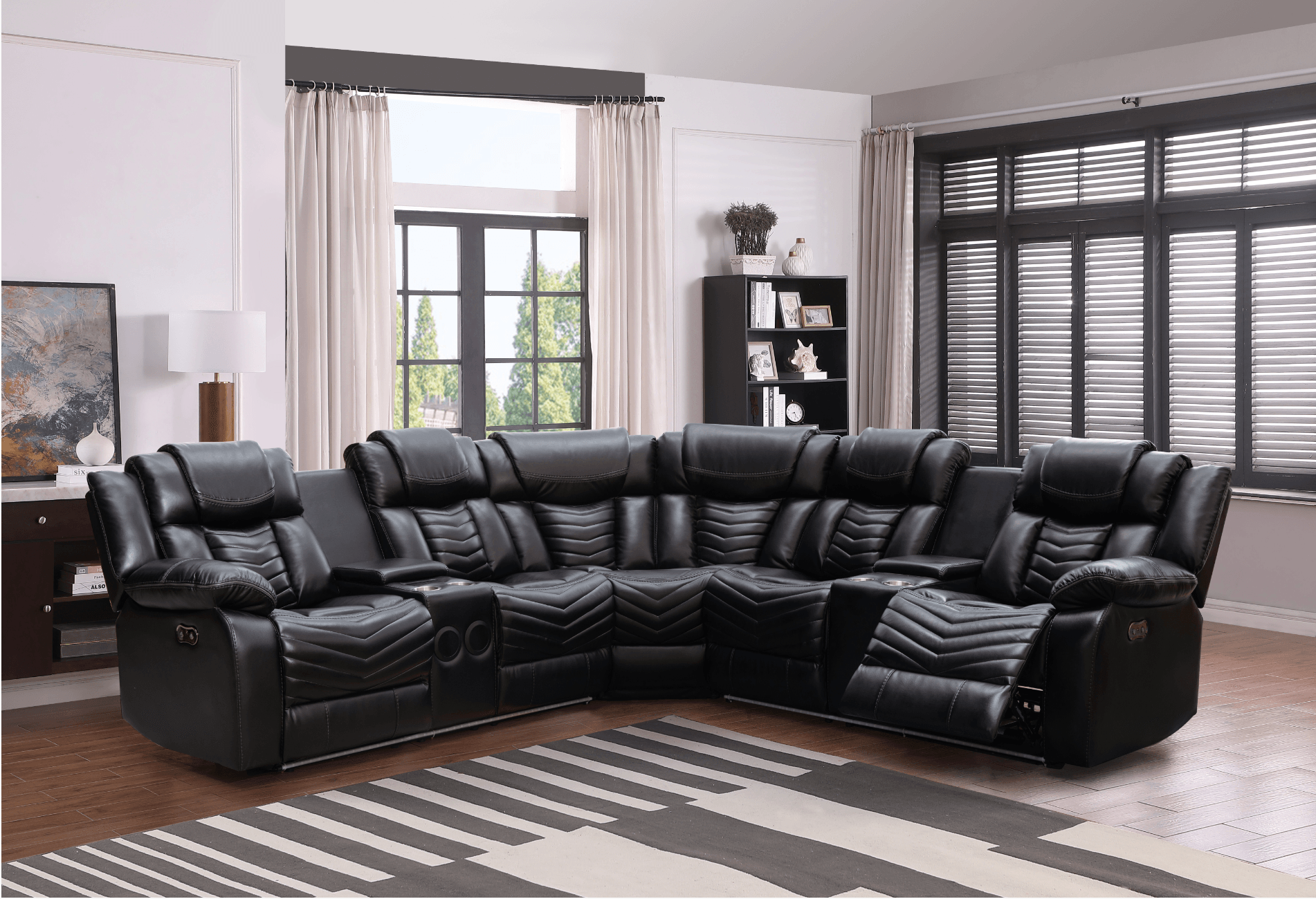 Rick Sectional Recliner Music Sofa - Air Leather - Furniture Empire