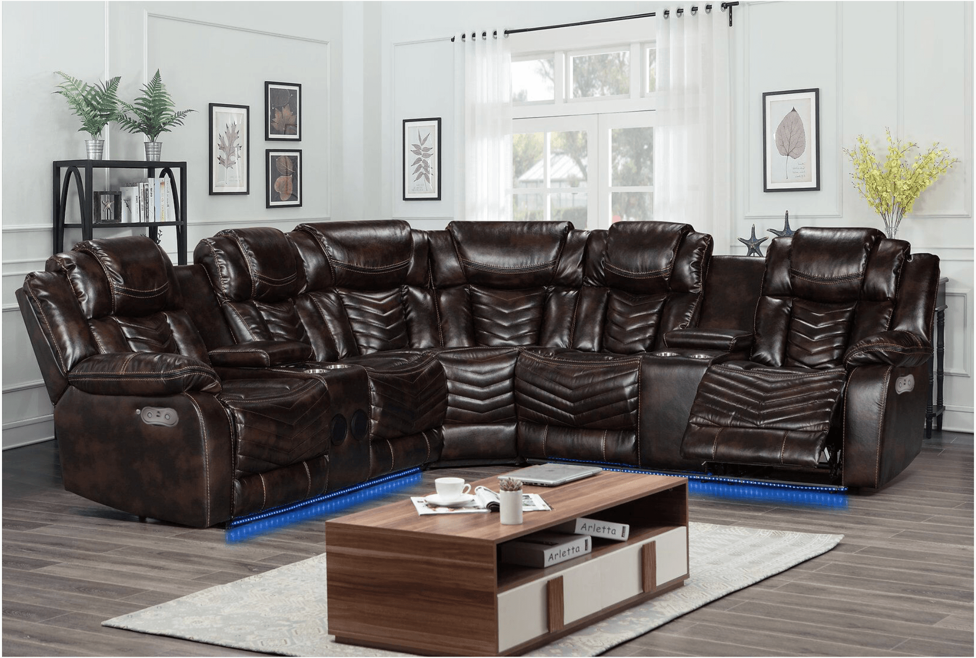 Rick Sectional Recliner Music Sofa - Air Leather - Furniture Empire