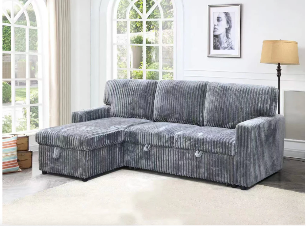 Corduroy Sectional Sofa Bed - 6376
