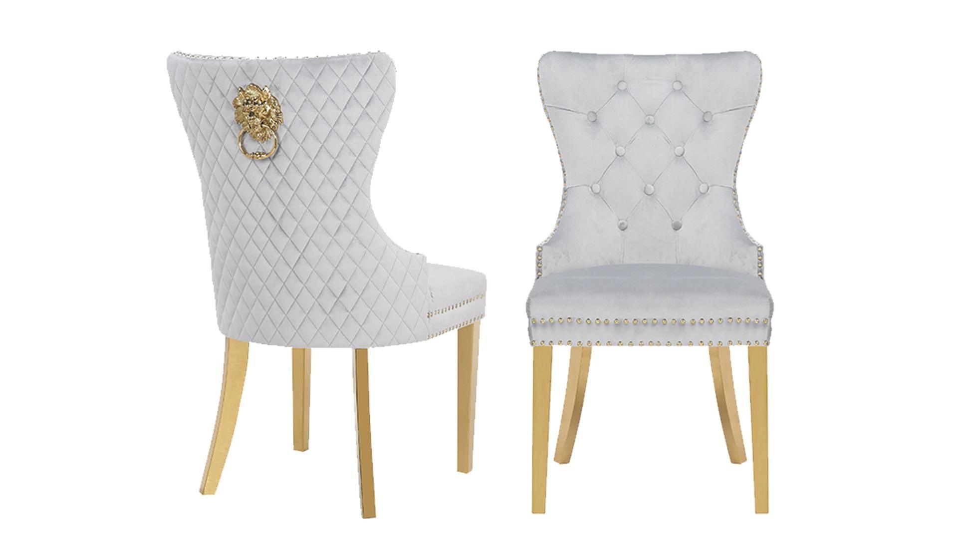 Simba Fabric Dining Chairs - Set of 2 (Gold) - Furniture Empire