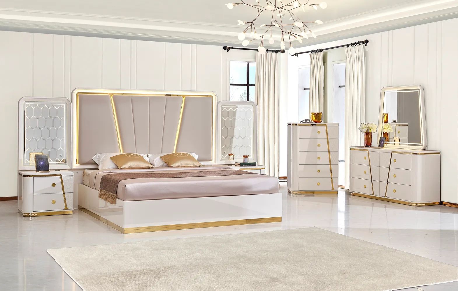 9116- Hydraulic Bedroom Set with Panel Headboard