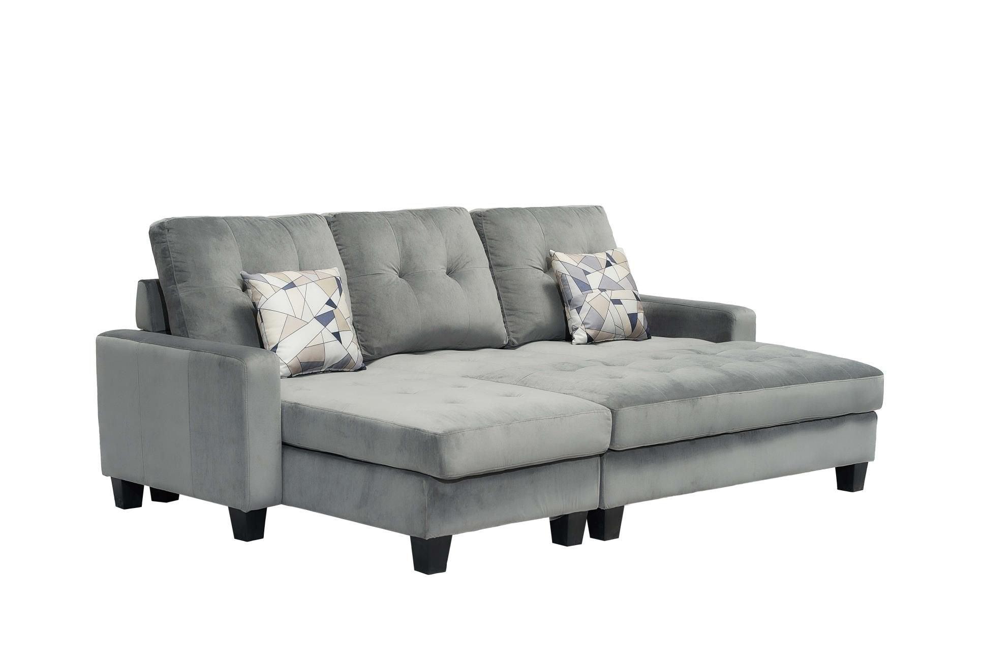 Lina Sectional Sofa with Ottoman - Velvet - Furniture Empire