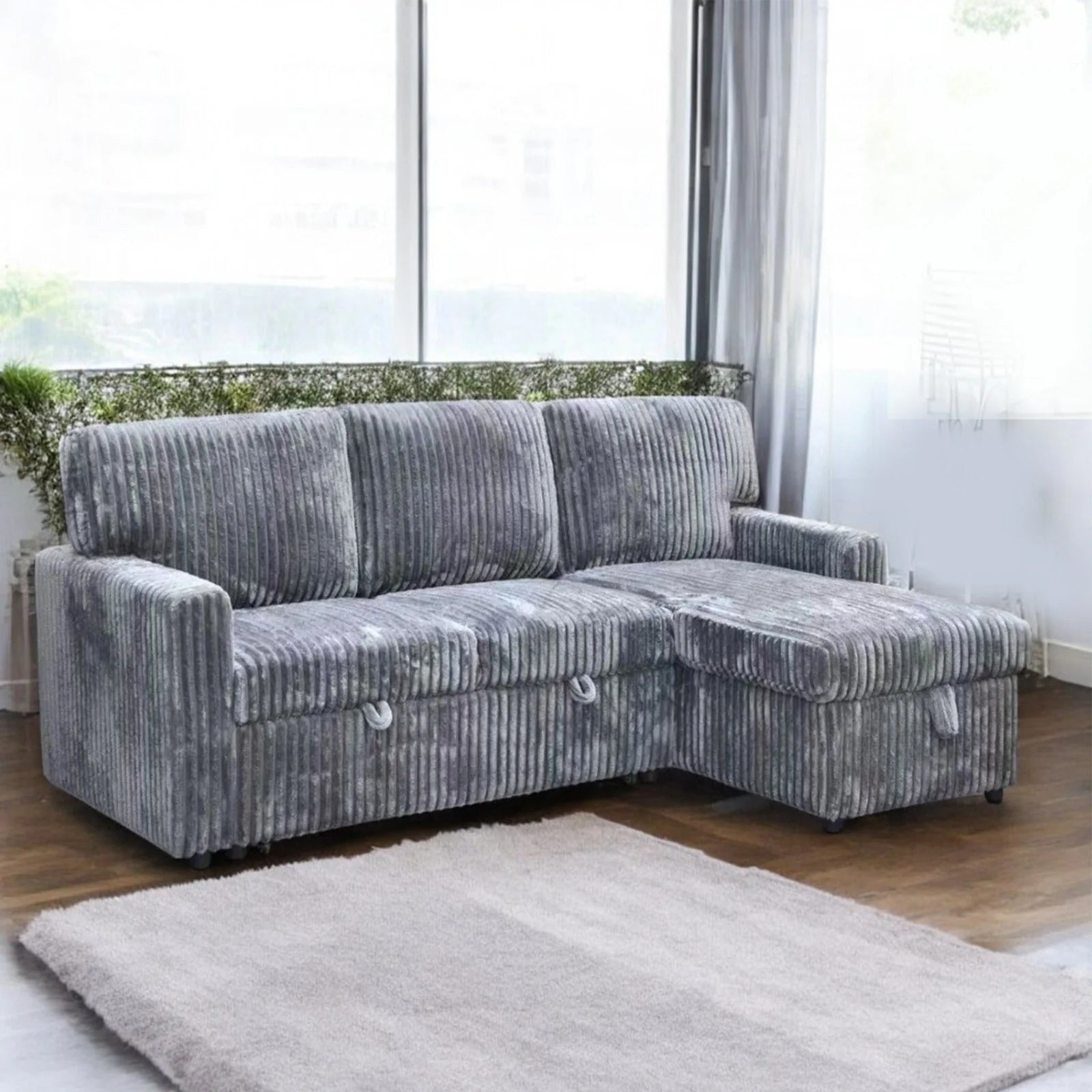Corduroy Sectional Sofa Bed - 6376
