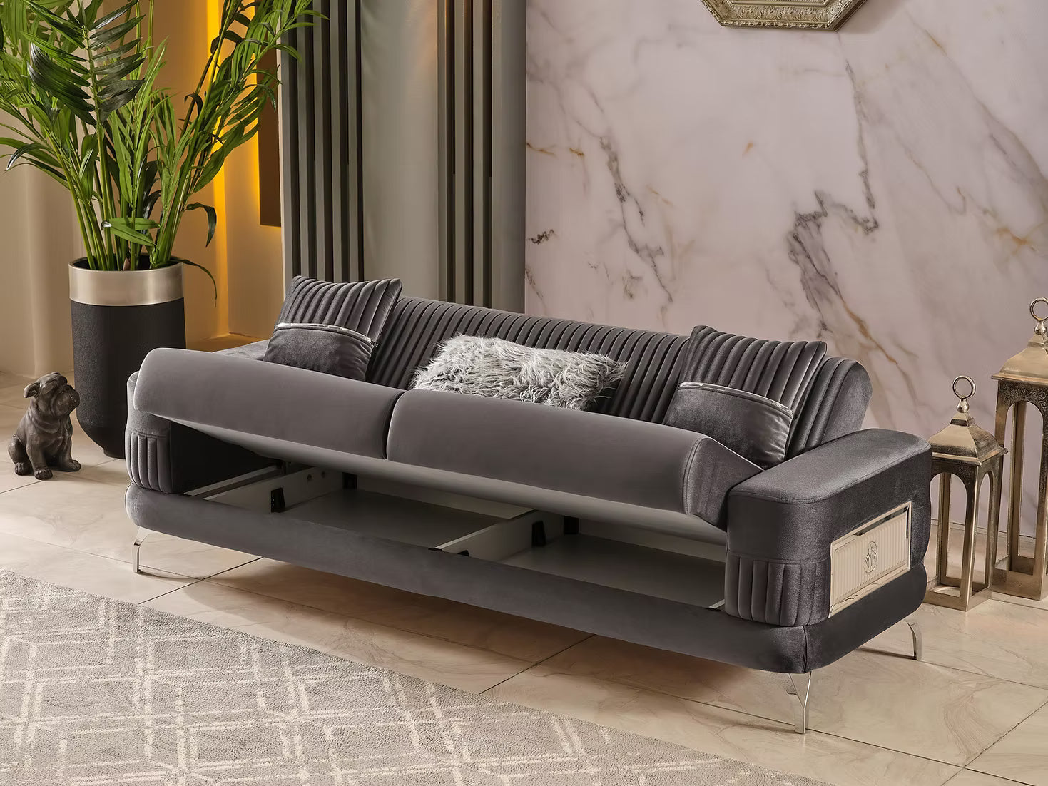 Aspina Velvet Luxury Sofa Set