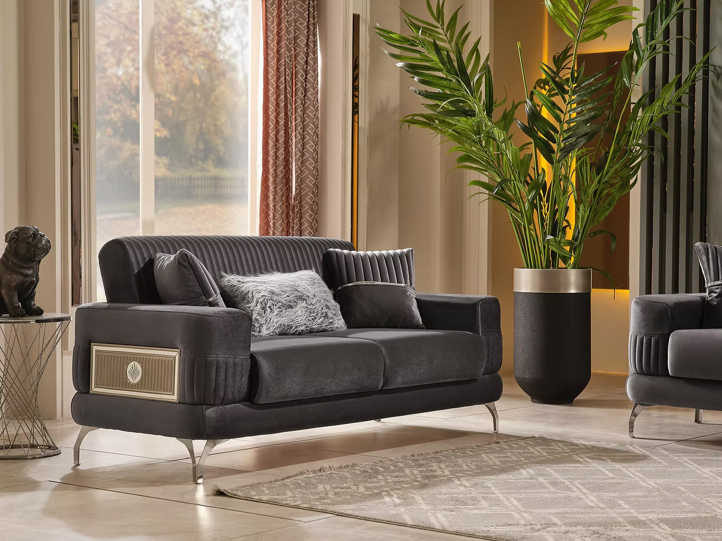Aspina Velvet Luxury Sofa Set