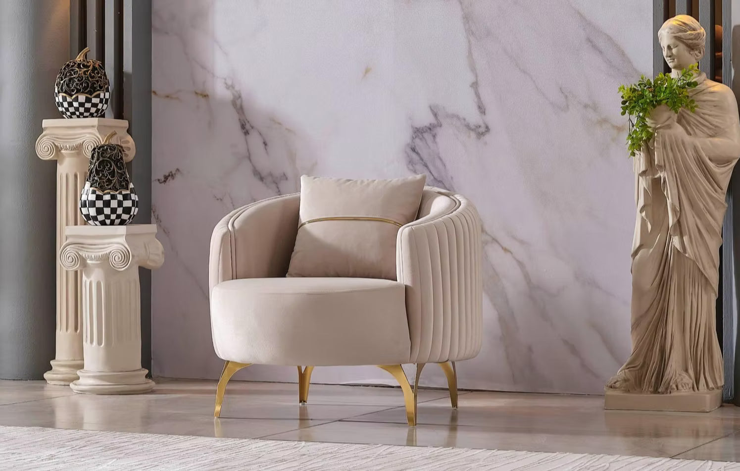 Aspina Velvet Luxury Sofa Set