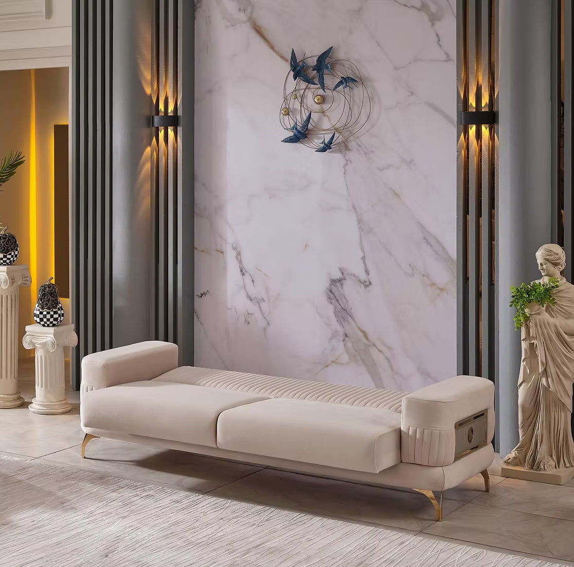 Aspina Velvet Luxury Sofa Set