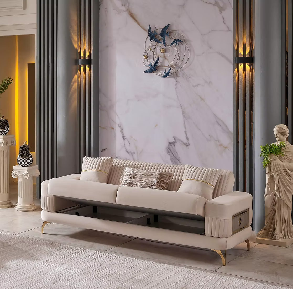 Aspina Velvet Luxury Sofa Set