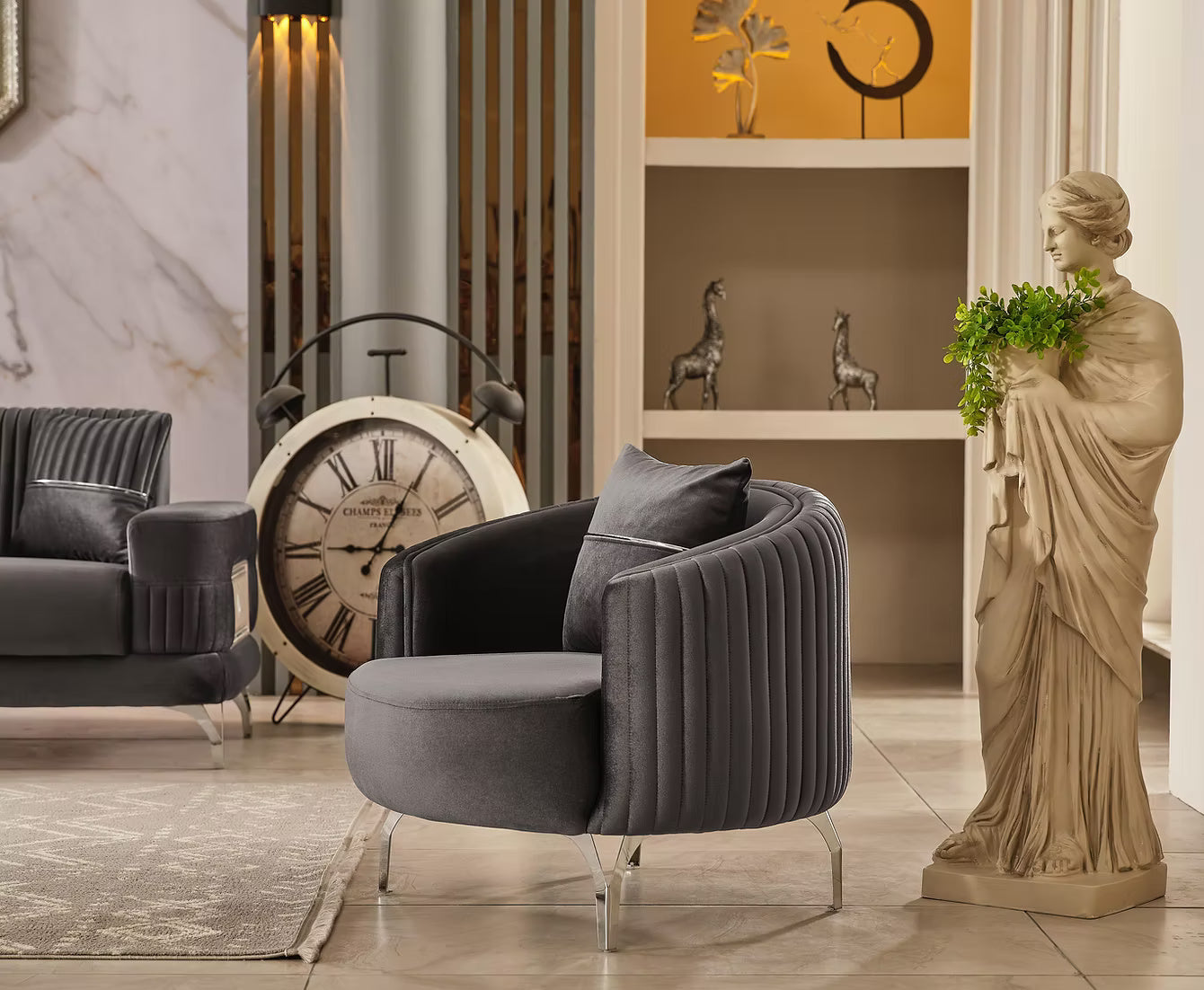 Aspina Velvet Luxury Sofa Set