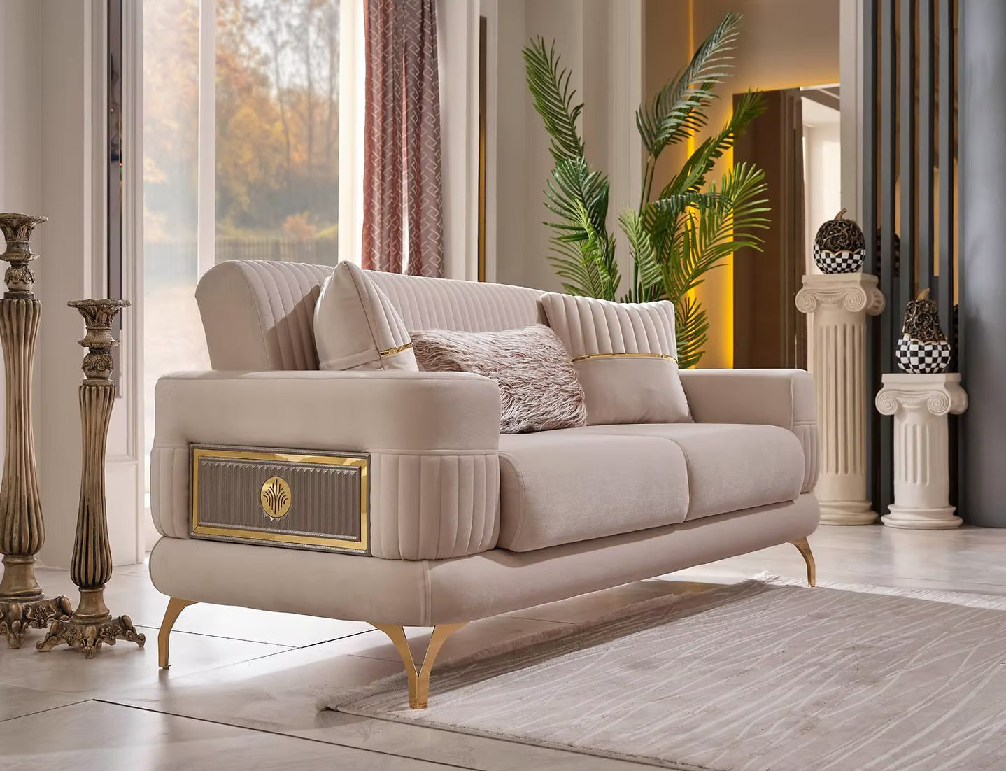 Aspina Velvet Luxury Sofa Set
