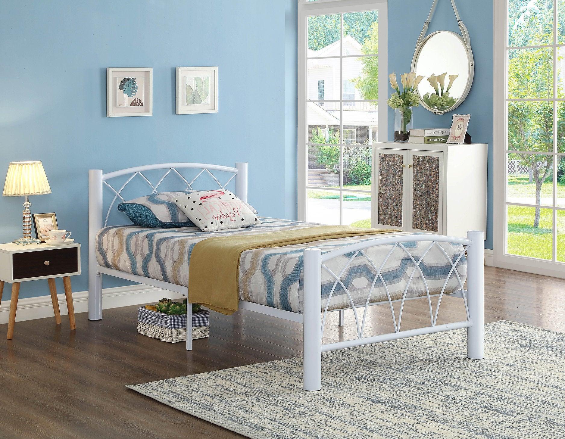 White Metal Bed Frame - IF-111 - Furniture Empire