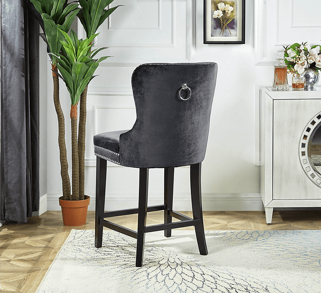 Grey Velvet Bar Stool - ST-6010 - Furniture Empire