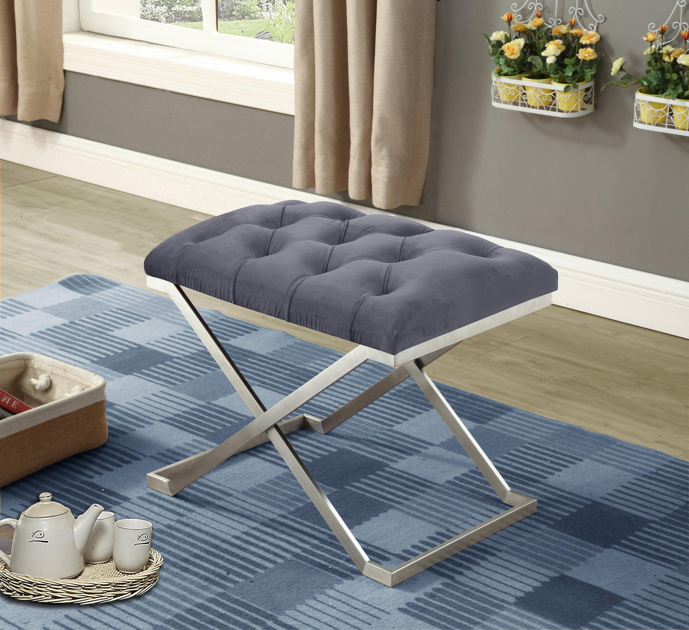 Velvet Fabric Bench - IF-6290-6291-6292 - Furniture Empire