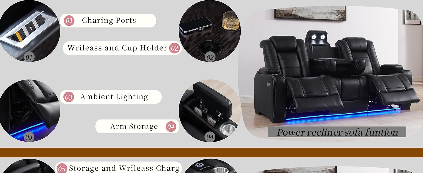 Duel Power Reclining Sofa Set - 10065