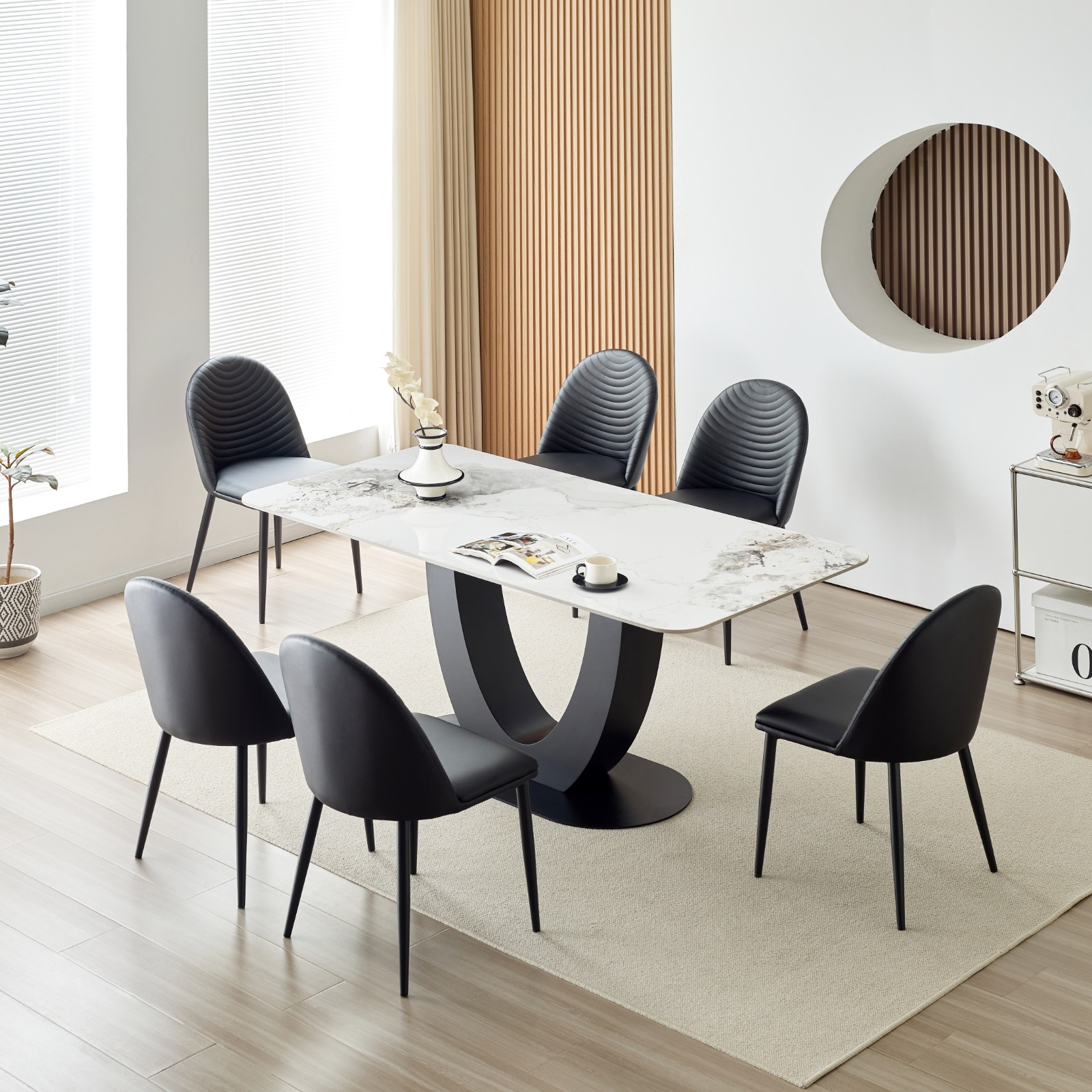 1198 - 7 pcs marble dining set