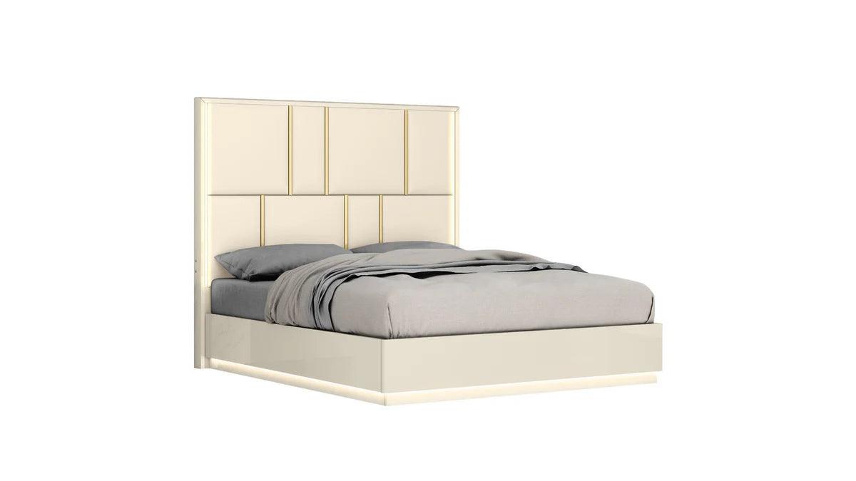 Beige Lacquer - 1491 Sienna Bed Only - Furniture Empire