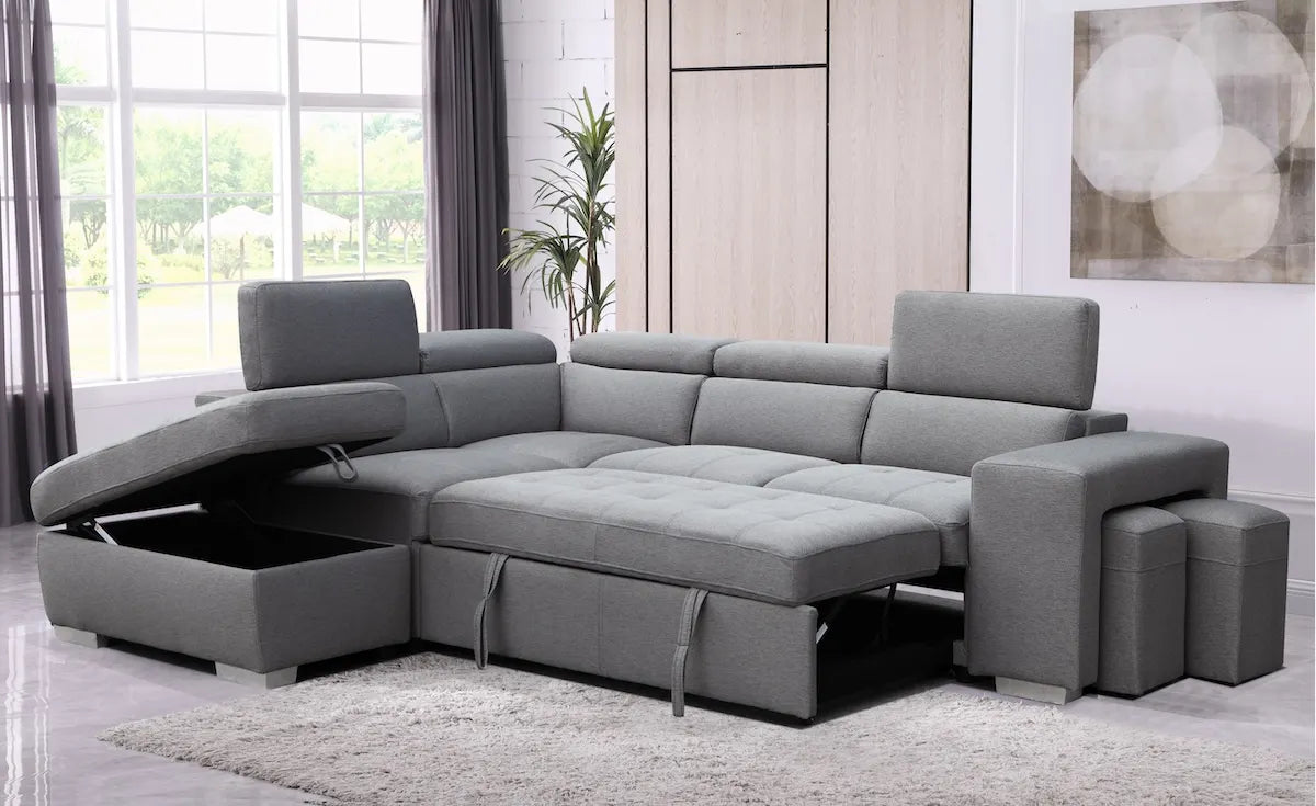 Modern Microfiber Sectional Sofa Bed - 8721