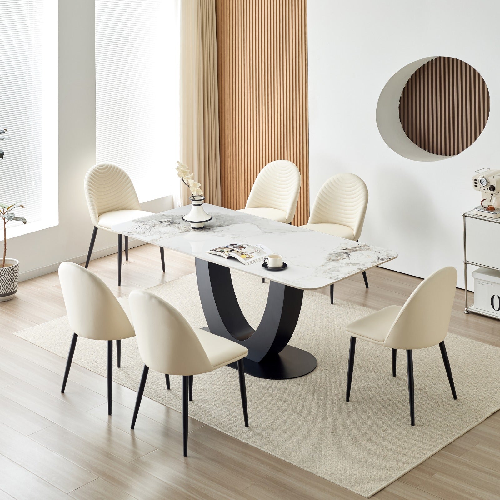 1198 - 7 pcs marble dining set