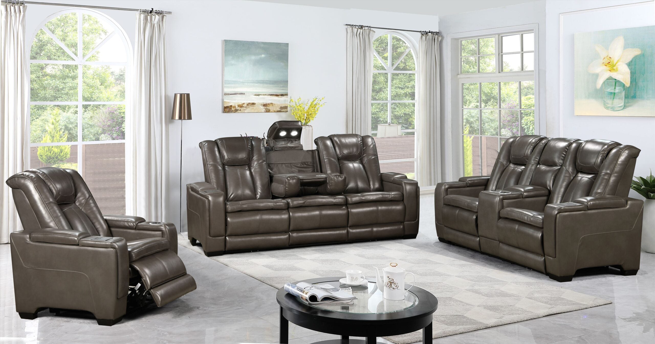 High-End Power Reclining Sofa Set - 10204