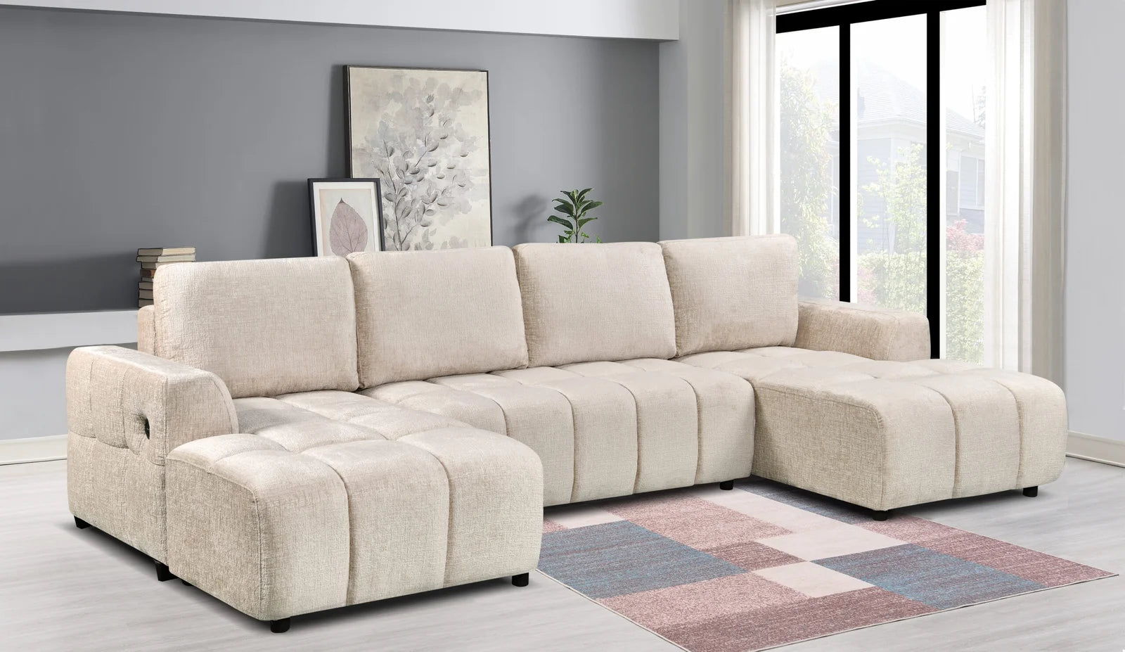 7886- U-Shape Sofa Bed With Storage