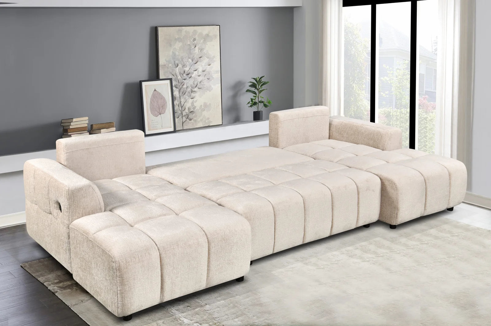 7886- U-Shape Sofa Bed With Storage