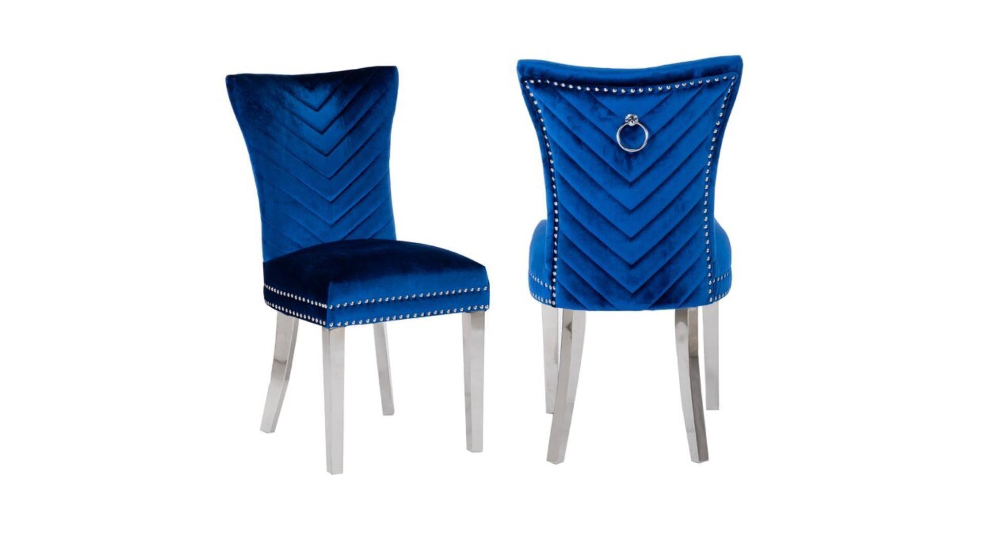 EVA FABRIC CHAIRS WITH SILVER LEGS - Furniture Empire