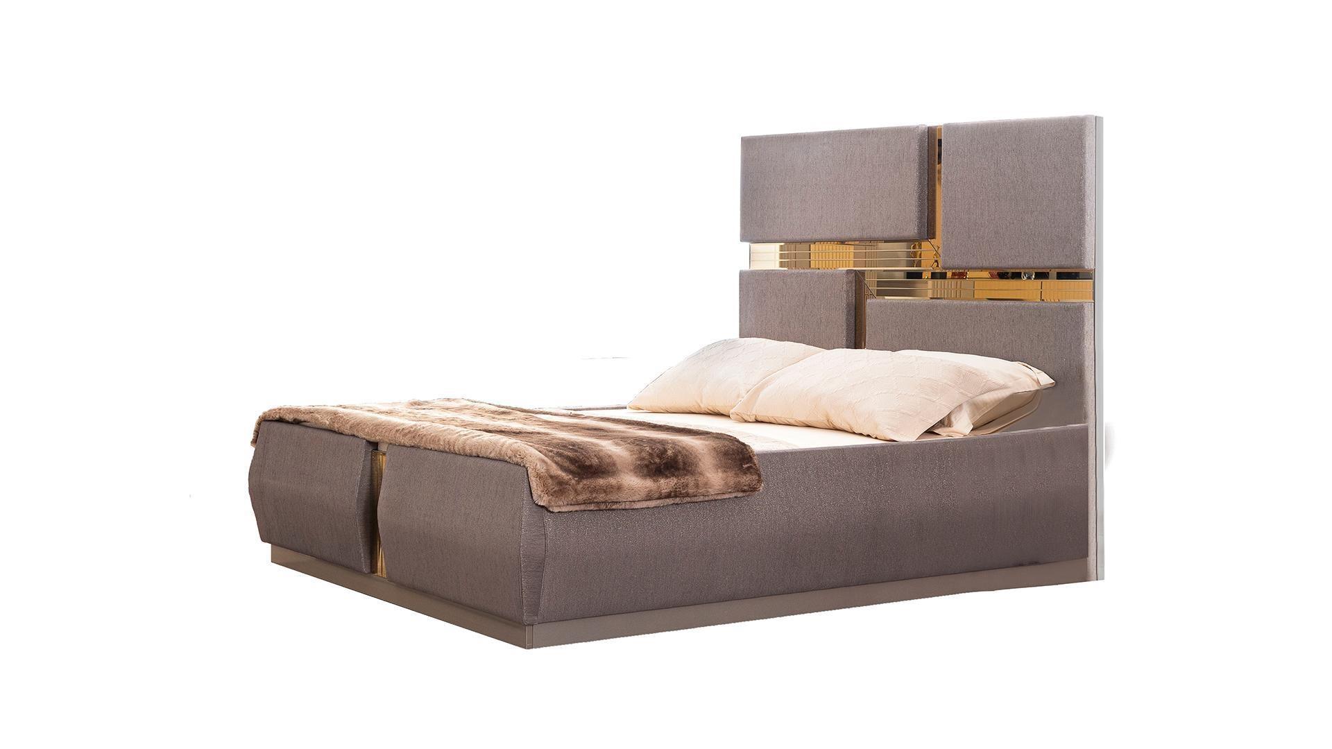 Lorenzo Grey & Gold - Bed - Furniture Empire