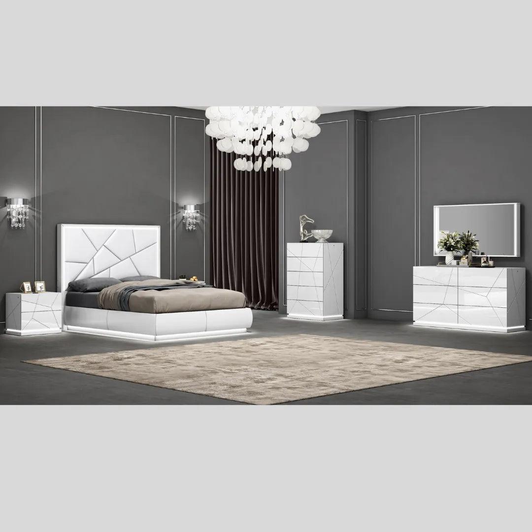 Bedroom Furniture - White Taylor Lacquer Bedroom Set - Furniture Empire