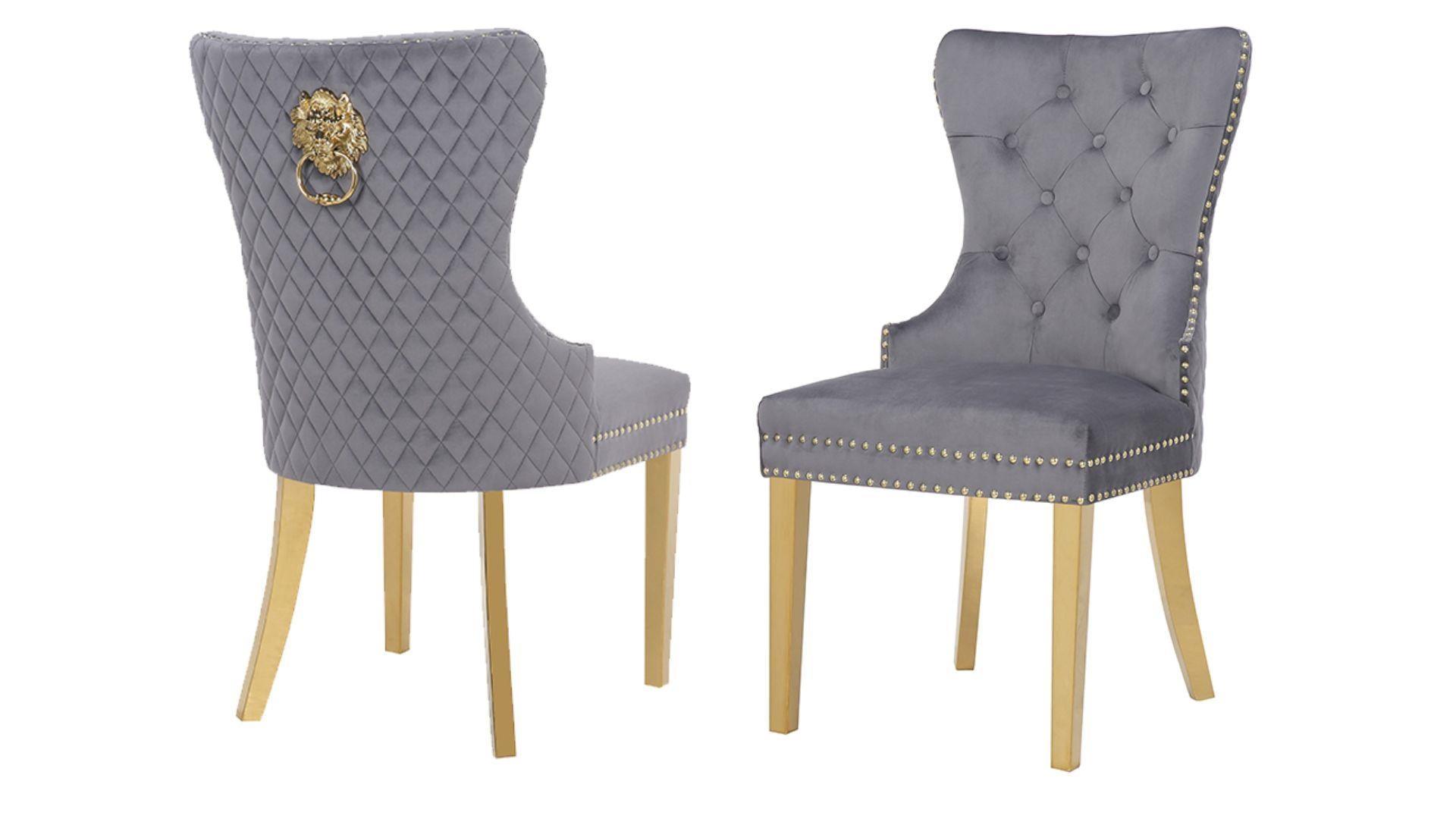 SIMBA FABRIC CHAIRS WITH GOLD LEGS - Furniture Empire