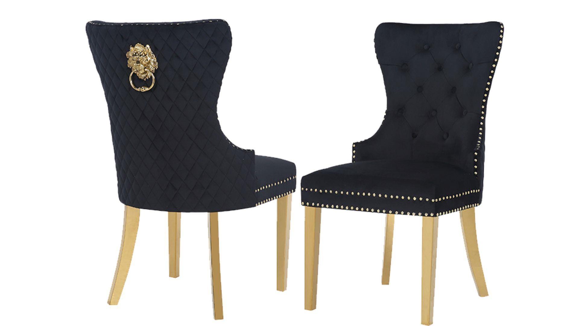 SIMBA FABRIC CHAIRS WITH GOLD LEGS - Furniture Empire