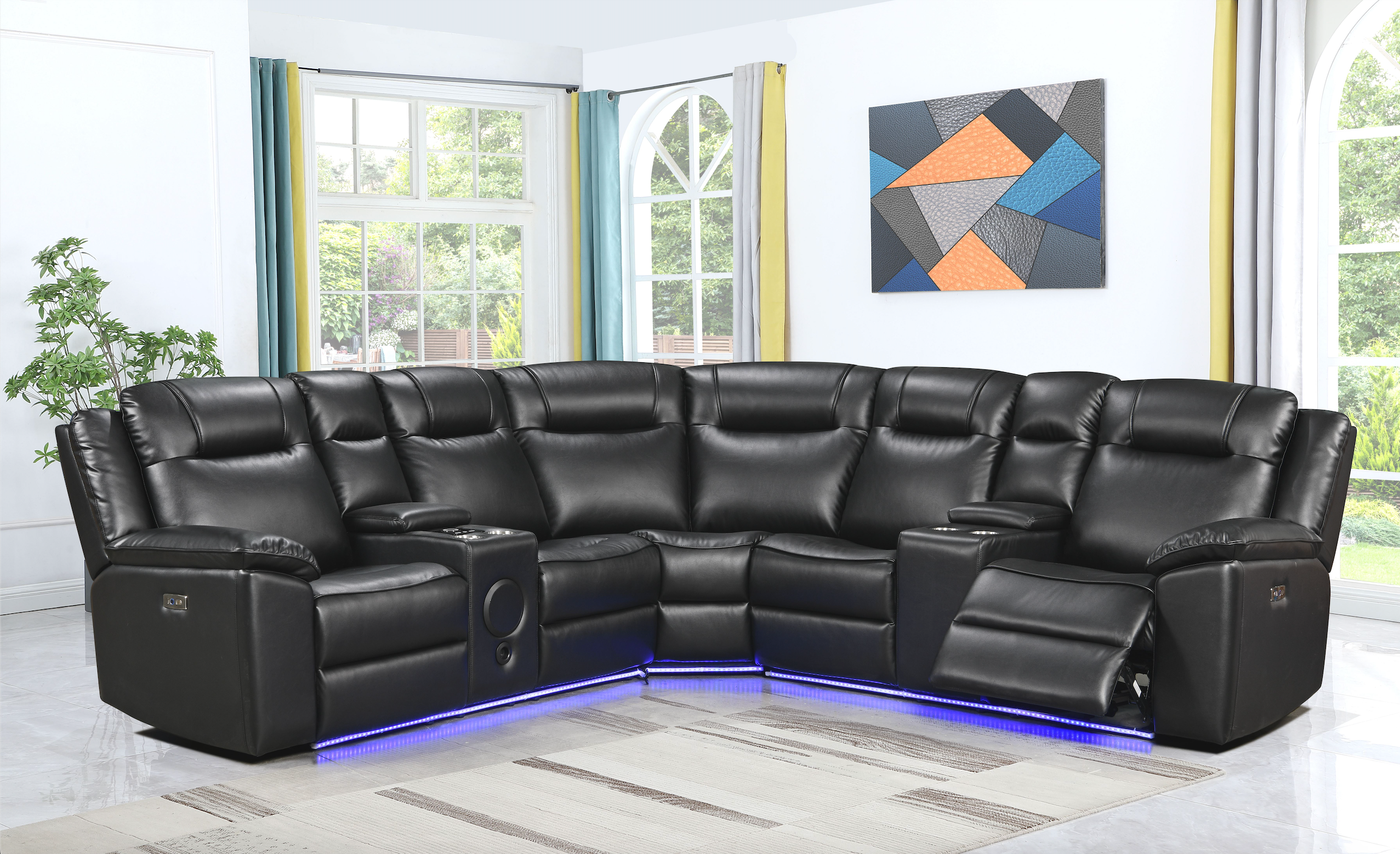sectional recliner sofa black
