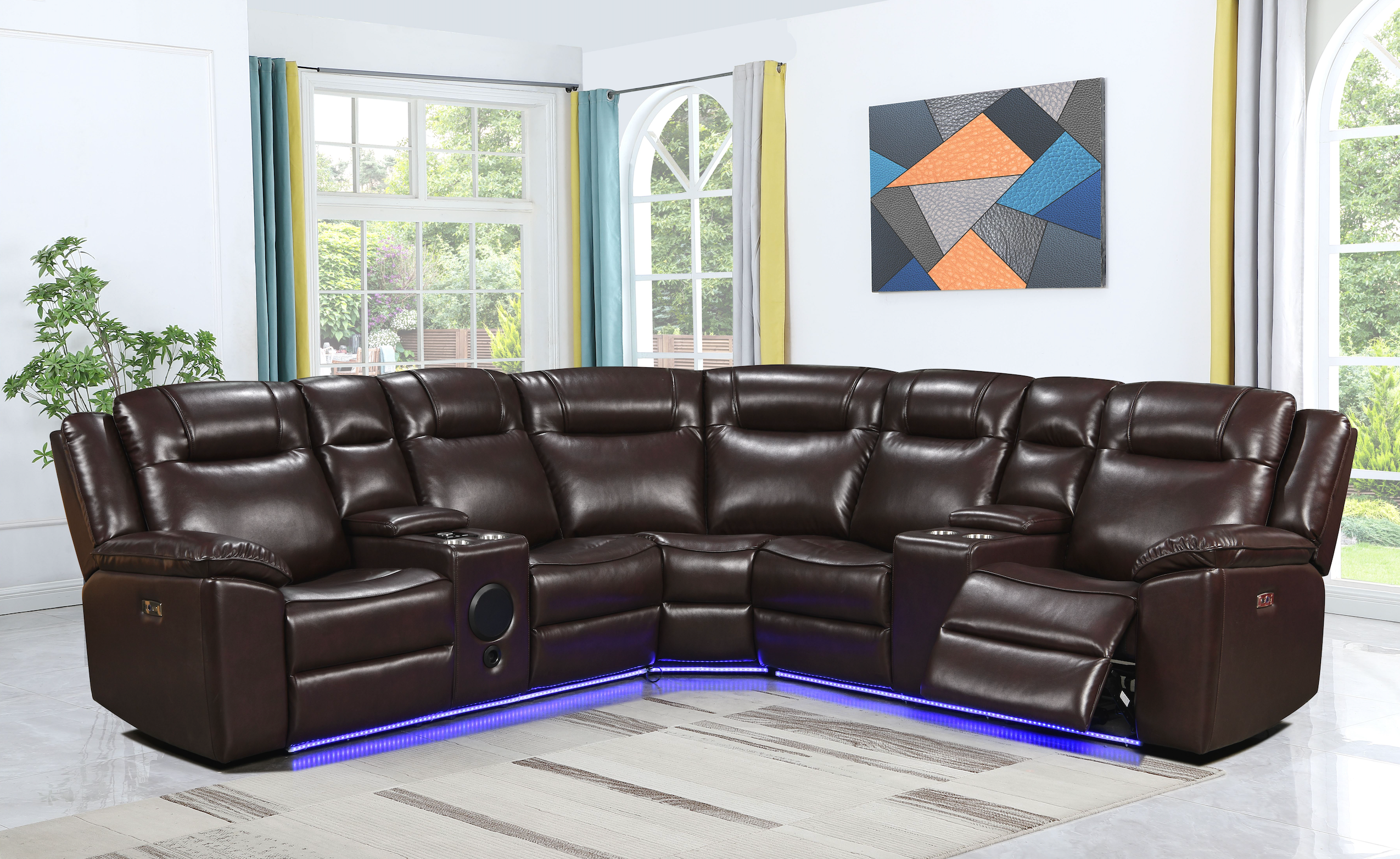 sectional recliner sofa brown