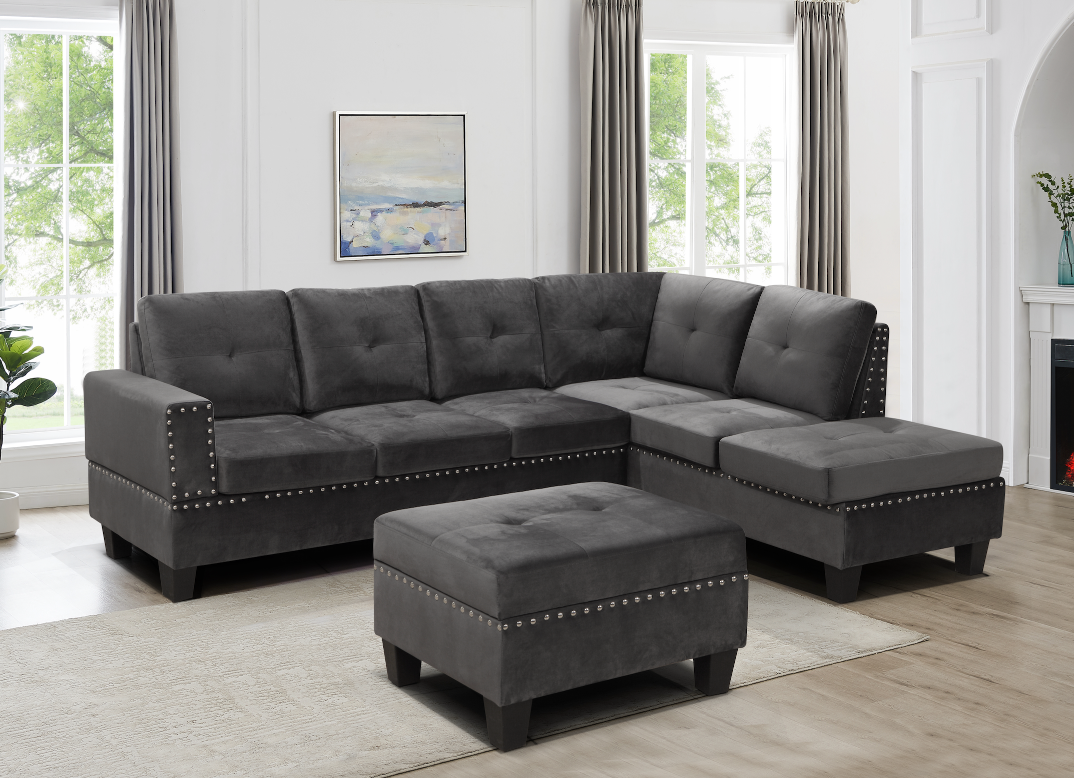 Sectional Sofa with Ottoman - 9936
