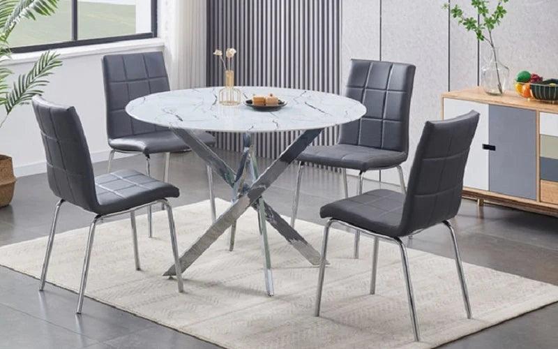 Marble Top Dining Table with 4 Chairs - Furniture Empire