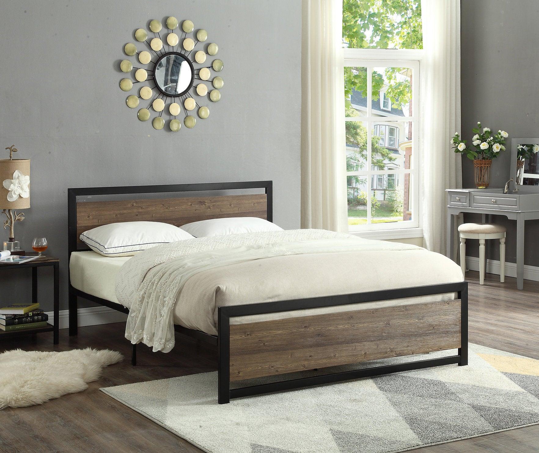 Wood Panel Bed Frame - IF-5260 - Furniture Empire