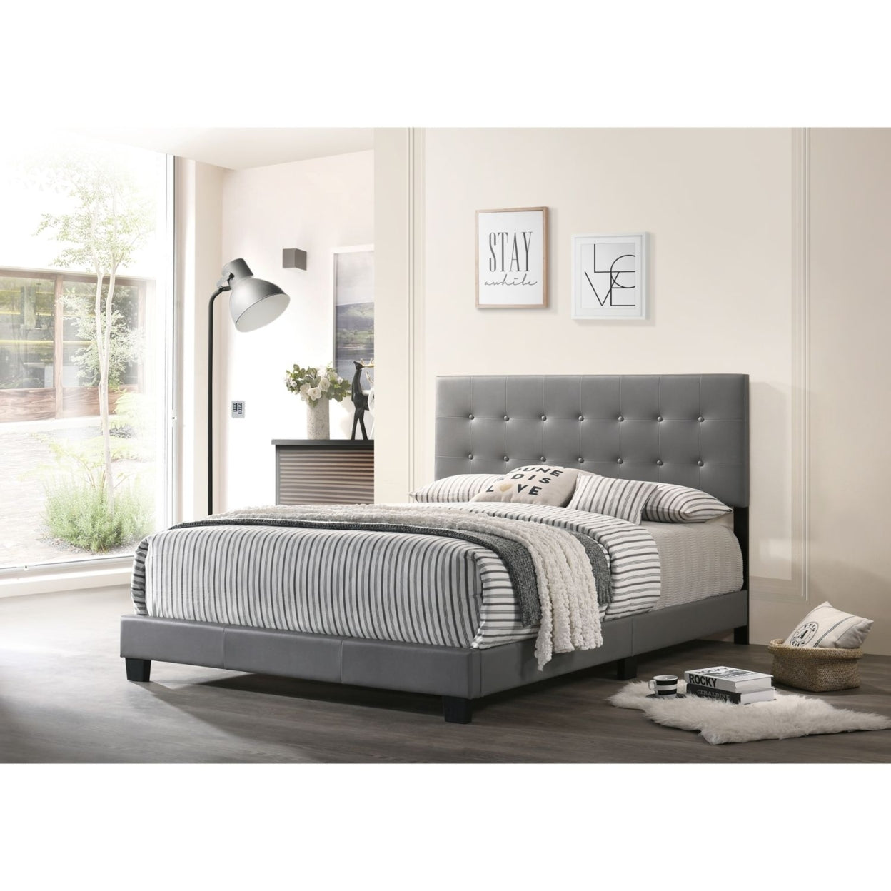 Grey Velvet Sita Bed - Furniture Empire