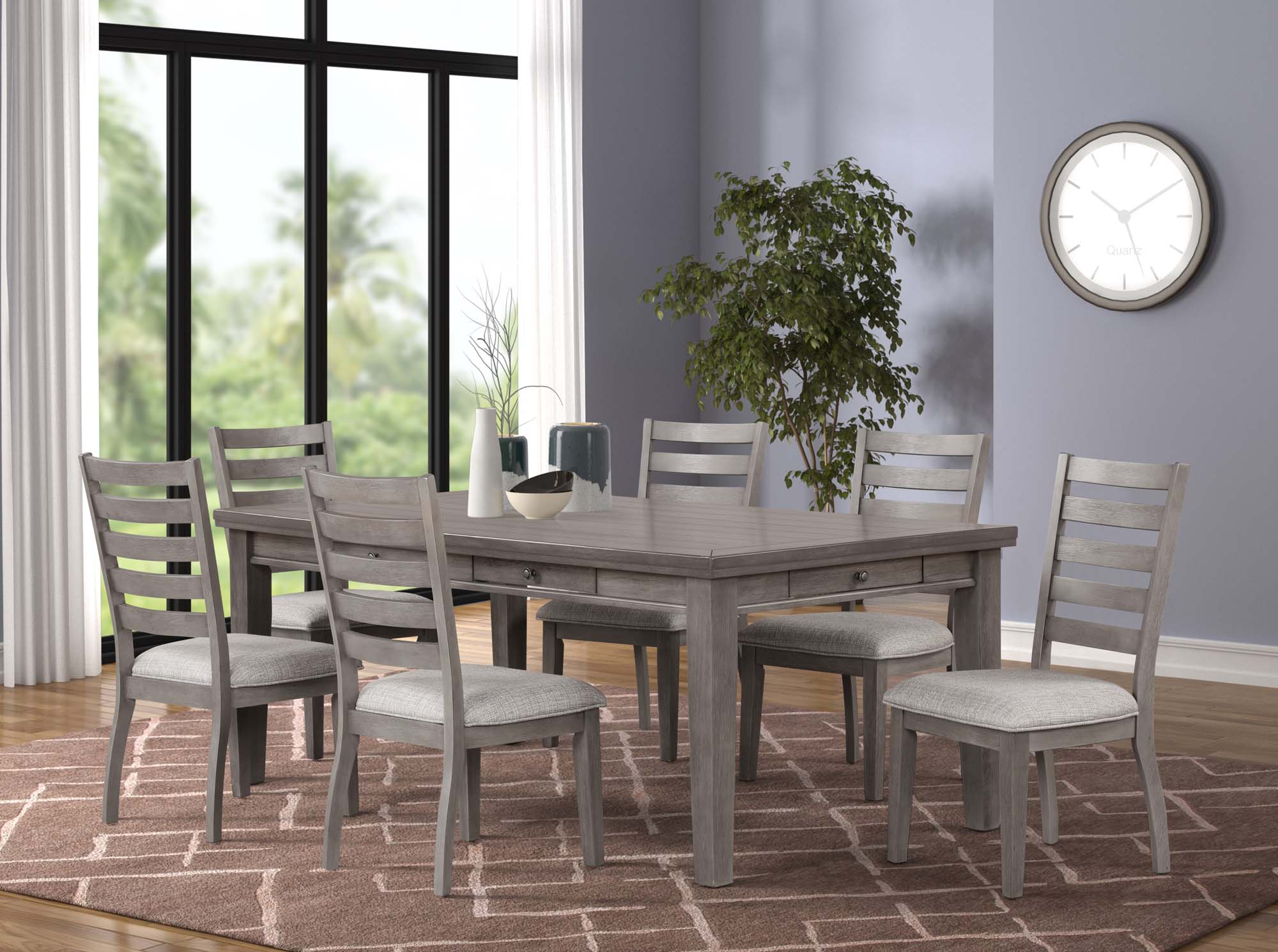 Lilly - Solid Wood Dining Table + 6 Chairs