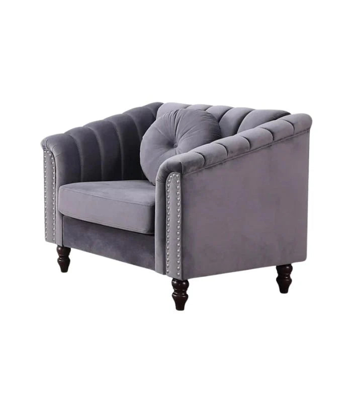 Grey Velvet Chair - 8088 - Furniture Empire